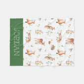 Cute Woodland Animal Friends Pattern Fleece Deken (Voorkant (Horizontaal))