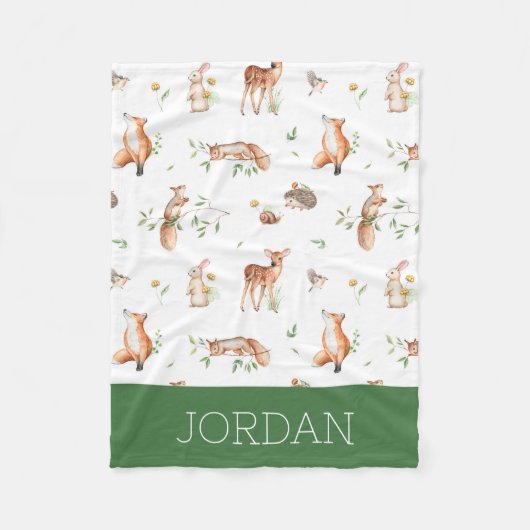 Cute Woodland Animal Friends Pattern Fleece Deken (Voorkant)