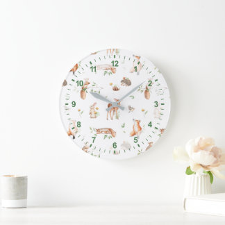 Cute Woodland Animal Friends Pattern Grote Klok