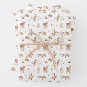 Cute Woodland Animal Friends Pattern Inpakpapier Vel