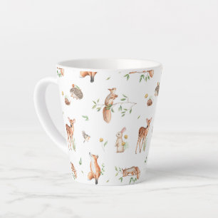 Cute Woodland Animal Friends Pattern Latte Mok