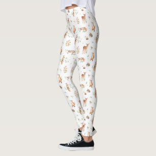 Cute Woodland Animal Friends Pattern Leggings