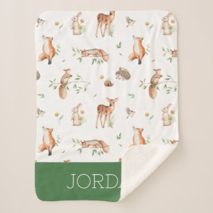 Cute Woodland Animal Friends Pattern Sherpa Deken