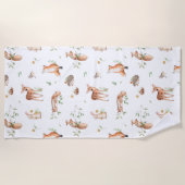 Cute Woodland Animal Friends Pattern Strandlaken (Voorkant)