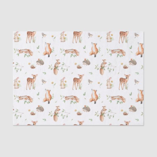 Cute Woodland Animal Friends Pattern Tissuepapier (Voorkant)
