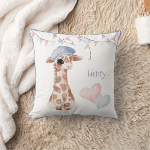 Cute Woodland Animal Giraffe Heart Name Nursery Kussen