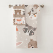 Cute Woodland Animal Kinder Pattern Bathroom Bad Handdoek (Insitu)