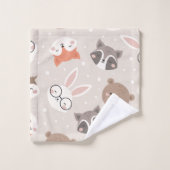 Cute Woodland Animal Kinder Pattern Bathroom Bad Handdoek (Wasdoekje)