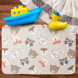 Cute Woodland Animal Kinder Pattern Bathroom Badmat