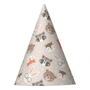 Cute Woodland Animal Kinder Pattern Birthday Party Feesthoedjes