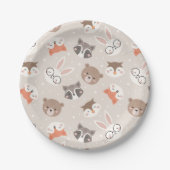 Cute Woodland Animal Kinder Pattern Birthday Party Papieren Bordje (Voorkant)