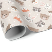 Cute Woodland Animal Kinder Pattern Cadeaupapier (Rol Hoek)