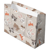 Cute Woodland Animal Kinder Pattern Groot Cadeauzakje (Voorkant Gekanteld)