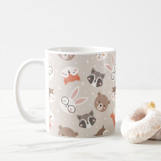 Cute Woodland Animal Kinder Pattern Koffiemok (Met donut)