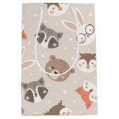 Cute Woodland Animal Kinder Pattern Medium Cadeauzakje (Voorkant)