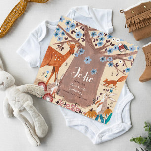 Cute Woodland Animal Neutral Birth Announcement    Bedankkaart