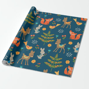 Cute Woodland Animal Pattern Cadeaupapier