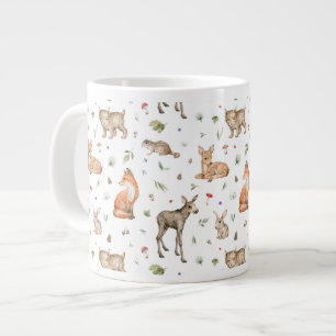 Cute Woodland Animal Pattern Extra Grote Beker