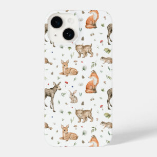 Cute Woodland Animal Pattern iPhone 14 Hoesje