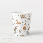 Cute Woodland Animal Pattern Latte Mok (Voorkant)
