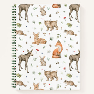 Cute Woodland Animal Pattern Notitieboek