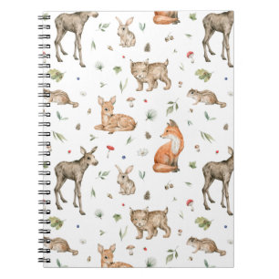 Cute Woodland Animal Pattern Notitieboek