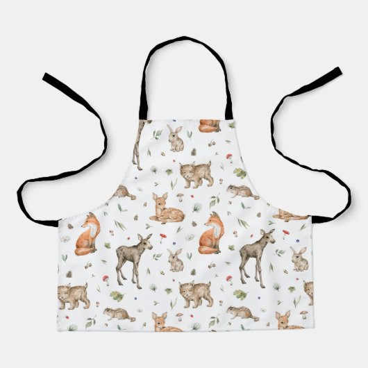 Cute Woodland Animal Pattern Schort (Voorkant)