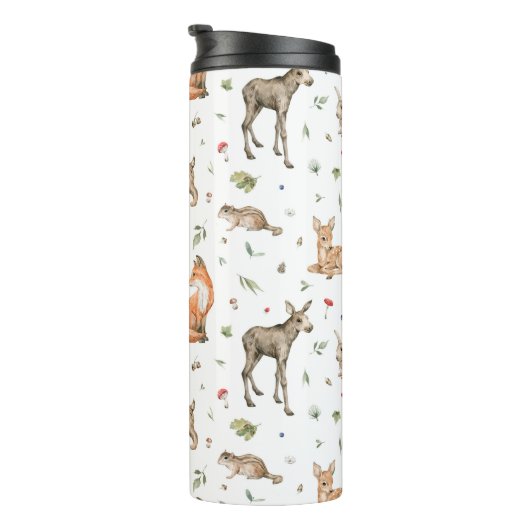 Cute Woodland Animal Pattern Thermosbeker (Geroteerd rechts)