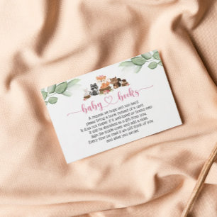 Cute Woodland Animal Pink Floral Book Request Kaar Visitekaartje