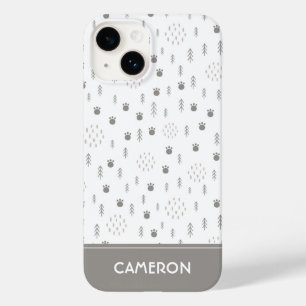 Cute Woodland Animal Track Pattern Case-Mate iPhone 14 Hoesje