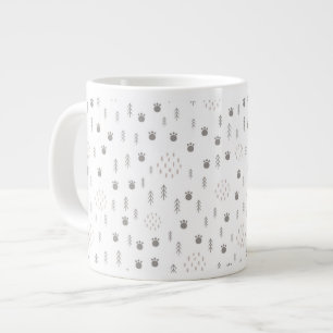 Cute Woodland Animal Track Pattern Extra Grote Beker