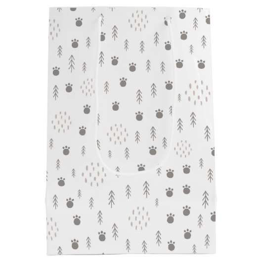 Cute Woodland Animal Track Pattern Medium Cadeauzakje (Achterkant)