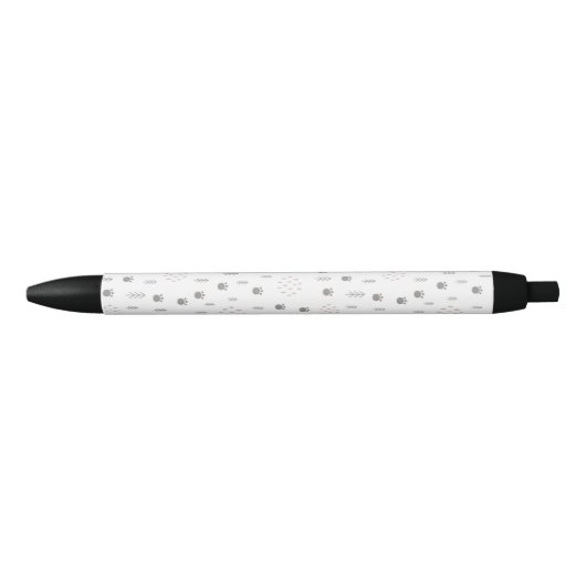 Cute Woodland Animal Track Pattern Zwarte Inkt Pen (Voorkant)
