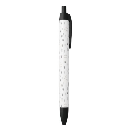 Cute Woodland Animal Track Pattern Zwarte Inkt Pen (Achterkant (Verticaal))