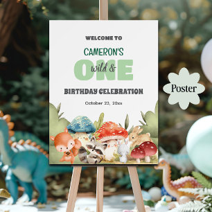 Cute Woodland Animals 1e Verjaardagsfeest Welkom Poster