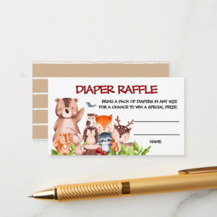 Cute Woodland Animals Baby Diaper Raffle Ticket Informatiekaartje