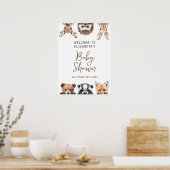 Cute Woodland Animals Baby shower Affiche de bienv (Cuisine)