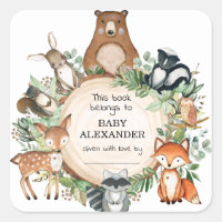 Cute Woodland Animals Baby shower Bookplate Labels