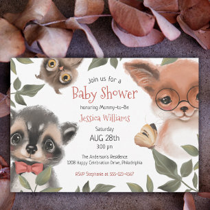 Cute Woodland Animals Baby shower Kaart