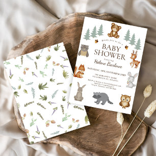 Cute Woodland Animals Baby shower Kaart