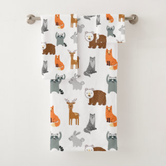 Cute Woodland Animals Bad Handdoek