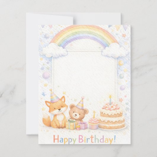 Cute Woodland Animals Birthday Invitation (Devant)