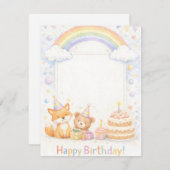 Cute Woodland Animals Birthday Invitation (Devant / Derrière)
