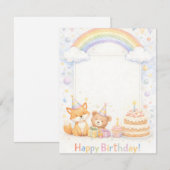 Cute Woodland Animals Birthday Invitation Kaart (Voorkant / Achterkant)
