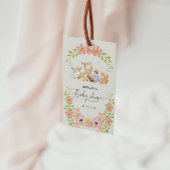 Cute Woodland Animals Bloemige Baby Shower Cadeaulabel