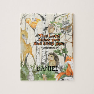 Cute Woodland Animals Christelijk Kind Gift Script Legpuzzel