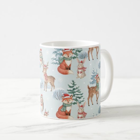 Cute Woodland Animals Christmas Pattern Mug Koffiemok (Voorkant rechts)
