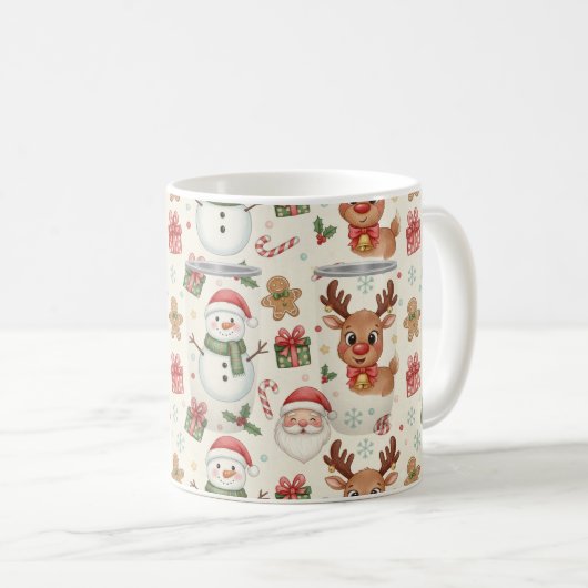 Cute Woodland Animals Christmas PatternHoliday Mug (Devant droit)