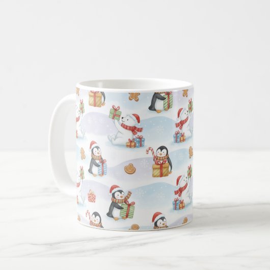 Cute Woodland Animals ChristmasPattern Holiday Mug Koffiemok (Voorkant links)