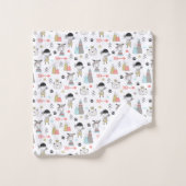 Cute Woodland Animals en Indian Boy Pattern Bad Handdoek (Wasdoekje)